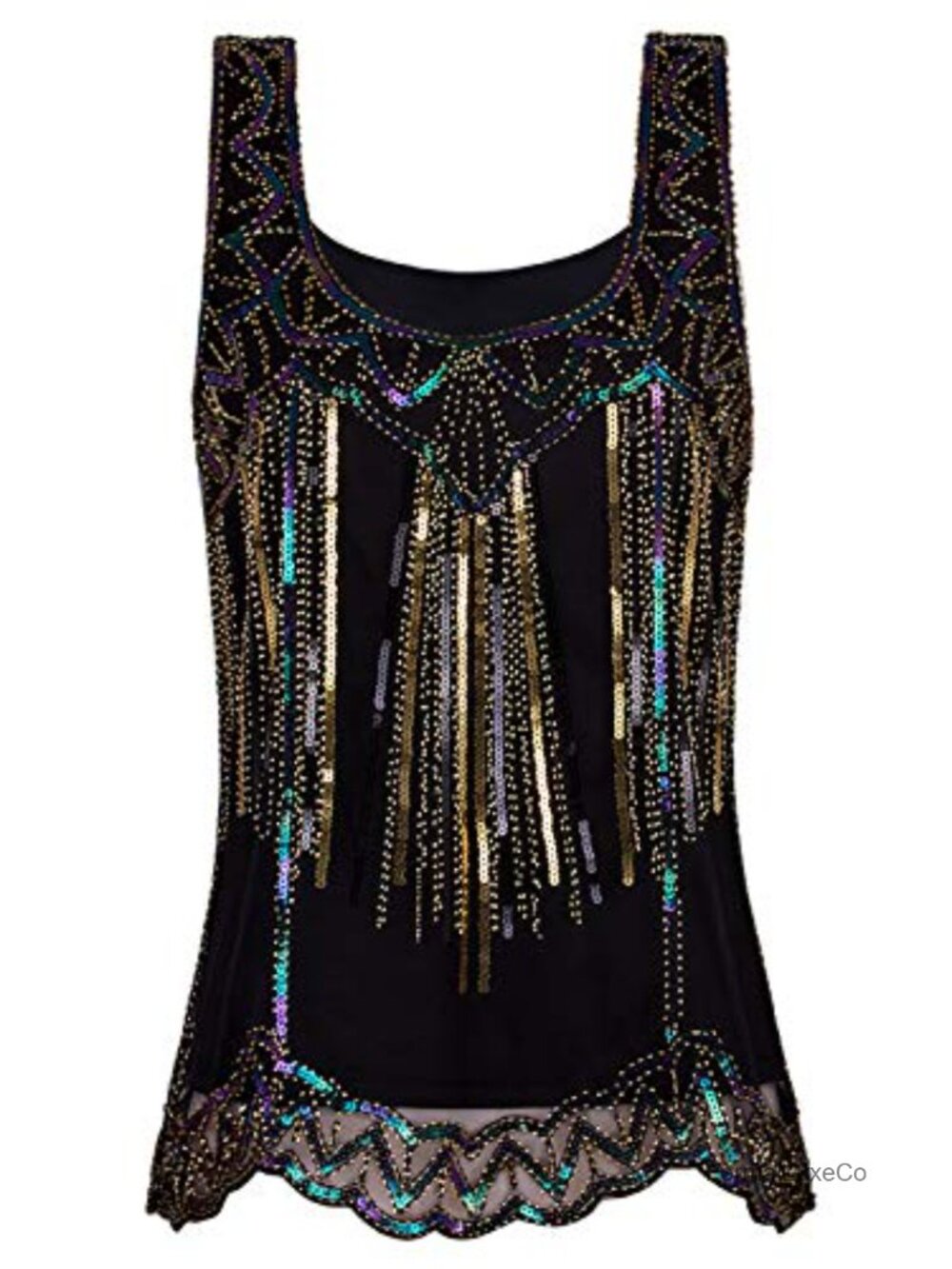 Vijiv Vintage Beaded Sequin Tank Top Sparkly Embellished Flapper Vest